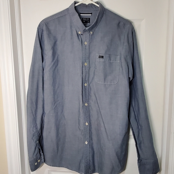RVCA Men's Blue Casual Shirt One Pocket Used Excellent Condition - Picture 3 of 8